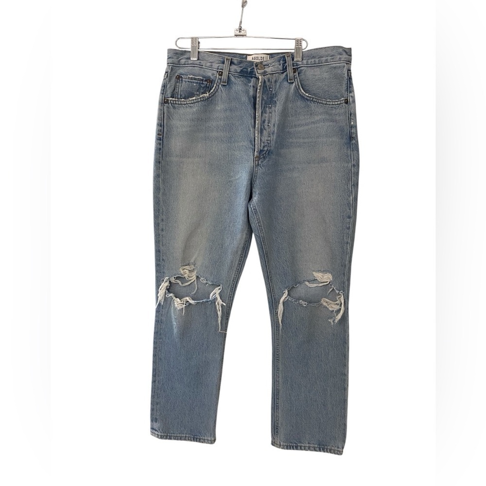 AGOLDE 90s Distressed High Rise Straight Jeans Size 30